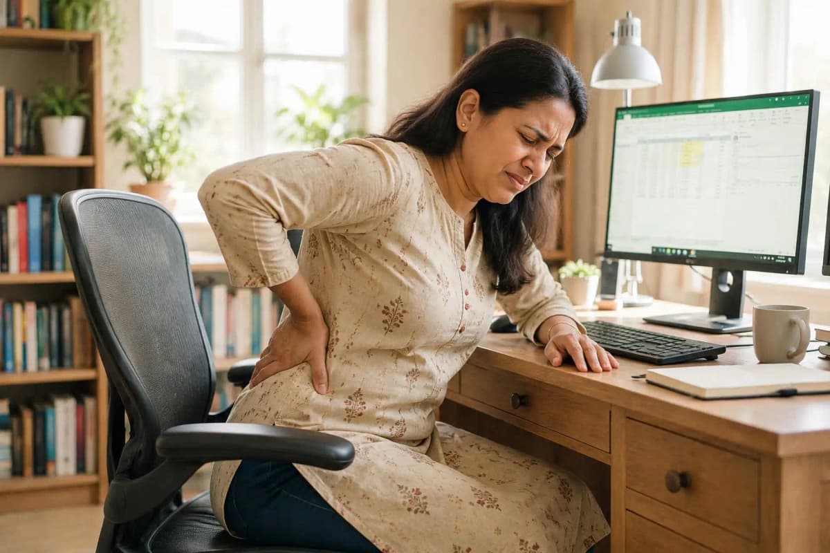 Patient performing a guided lower-back exercise