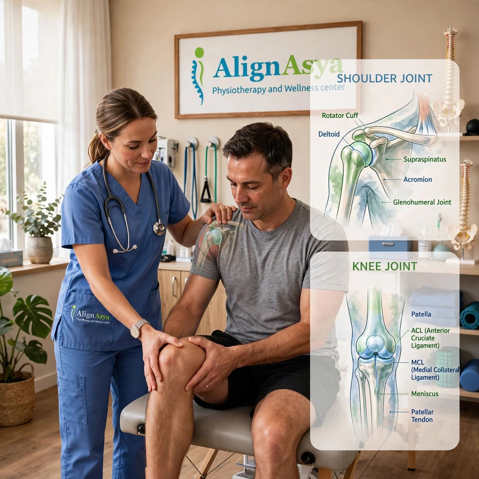 Physiotherapist guiding an athlete through a strength and conditioning exercise