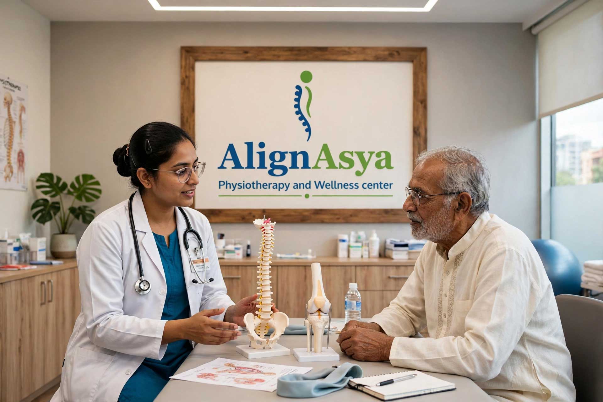 Physiotherapist performing manual therapy and joint mobilization at AlignAsya, Mira Road